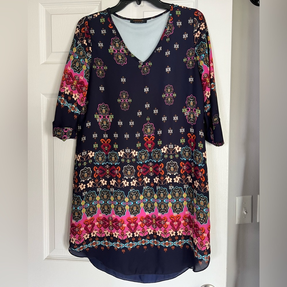 Renee C paisley print long sleeve dress
